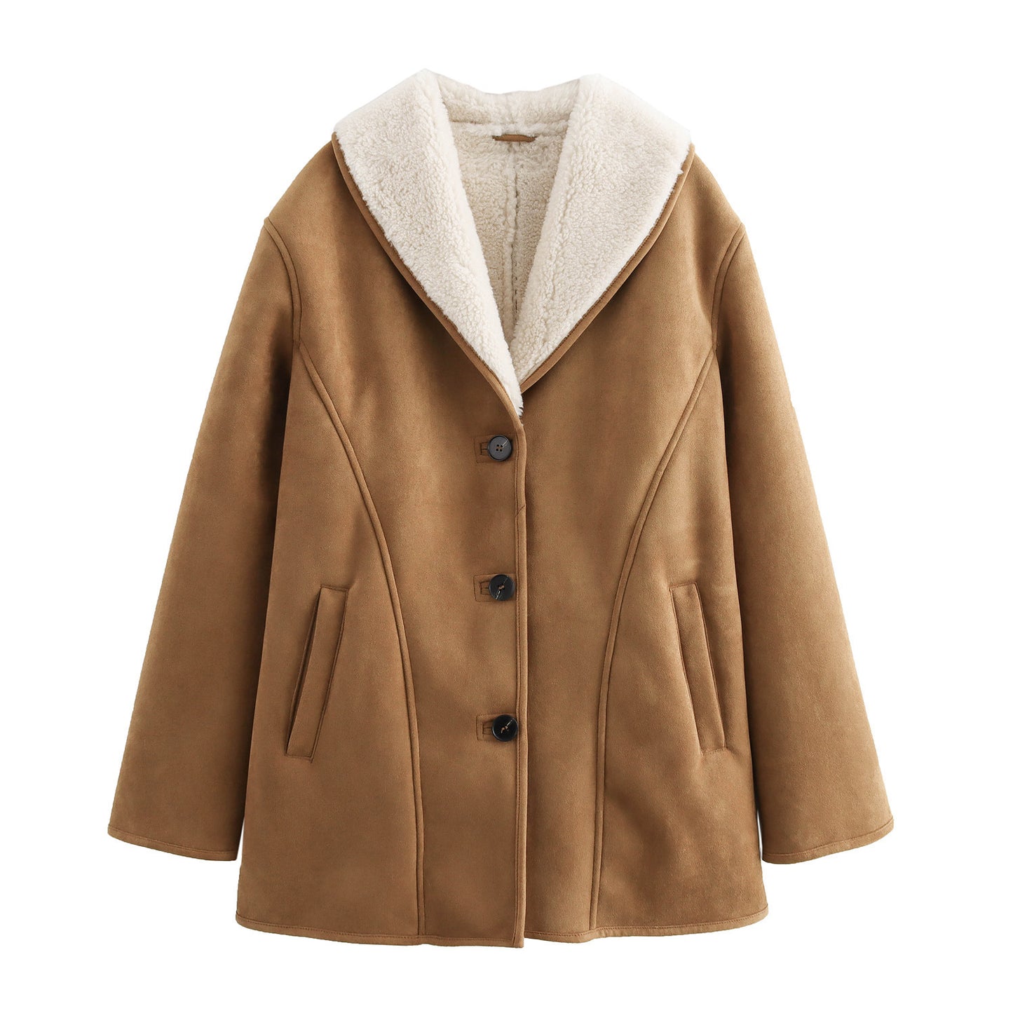 Women's European and American Style Double-Sided Half-Length Overcoat Jacket