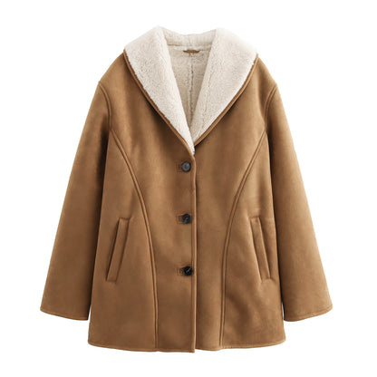 Women's European and American Style Double-Sided Half-Length Overcoat Jacket