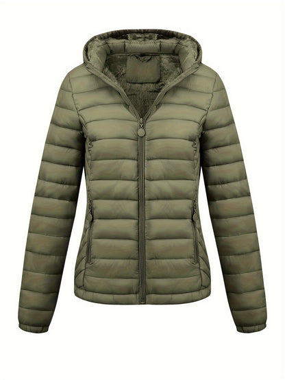 Women's Lightweight Hooded Winter Jacket Nylon