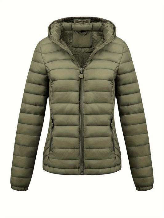 Women's Lightweight Hooded Winter Jacket Nylon