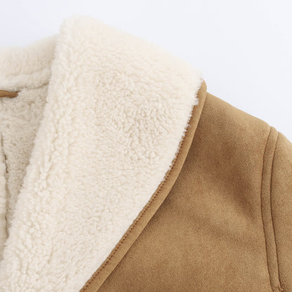 Women's European and American Style Double-Sided Half-Length Overcoat Jacket