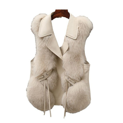 Winter New Patchwork Fox Fur Jacket Women Warm Vest