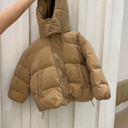 Solid Color Warm Down Cotton Jacket Short