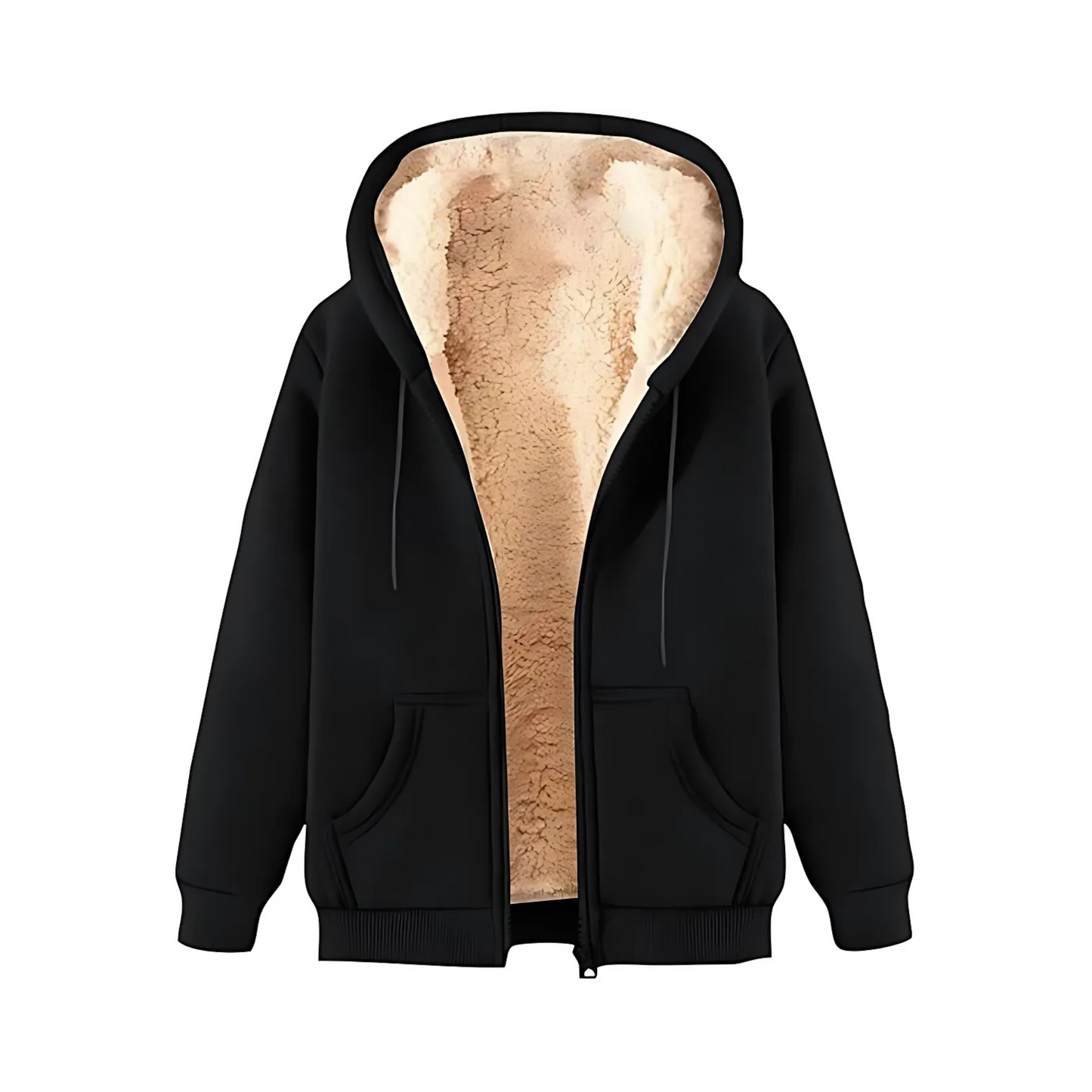 Flice Jacket Female Casual Flower Zip Up Hoodie Lined Warm Sherpa