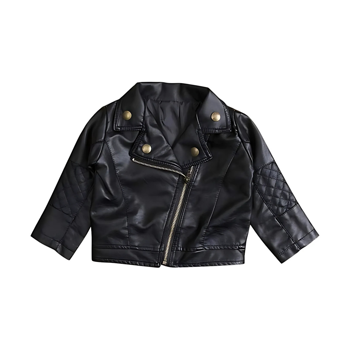 Baby Outfits Spring Autumn PU Faux Leather Lapel Jacket Zipper Outerwear