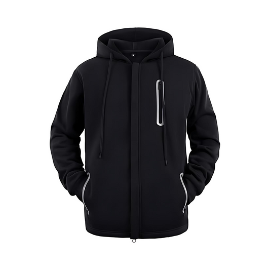 Men's Zip Up Hoodie Long Sleeve Fleece Hooded Sweatshirt Jacket Black