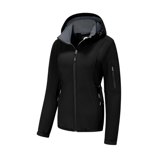 Women's SoftShell Jacket Waterproof Lightweight Lined With Warm Hood Flys