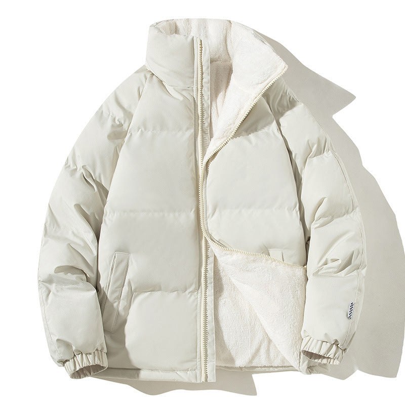 Couples Stand up Collar Coat With Pockets Fashion Winter Warm Plush Thickened Jacket For Women Loose Outwear Top Clothing