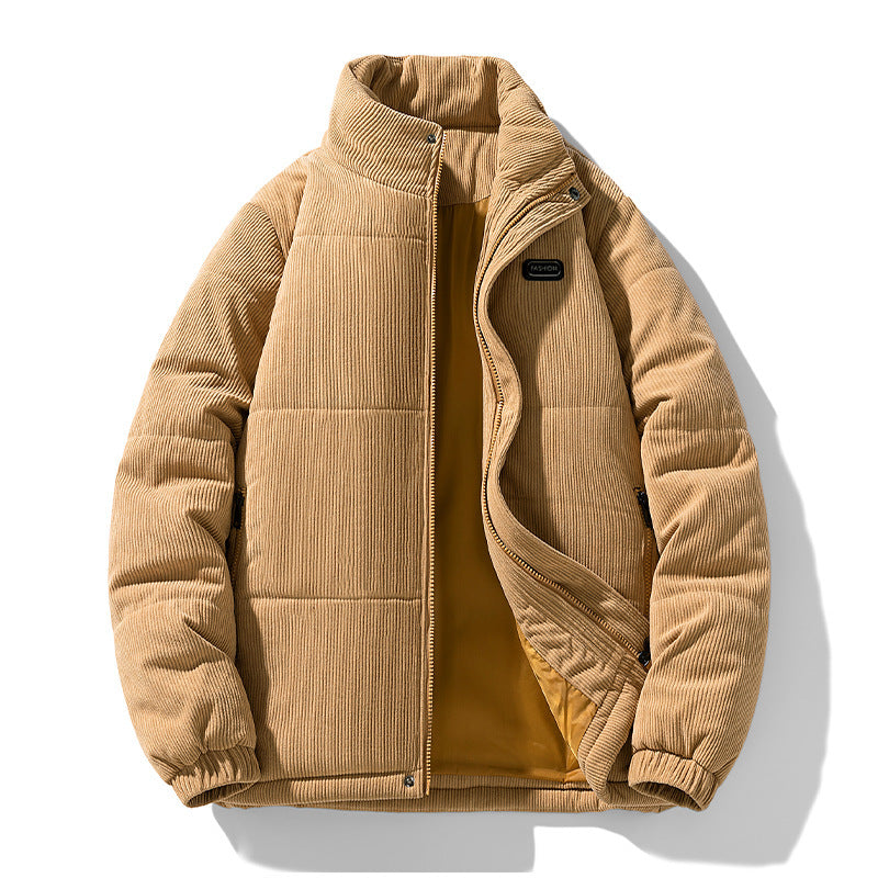 Corduroy Cotton-padded Jacket For Men Fleece-lined Warm And Breathable