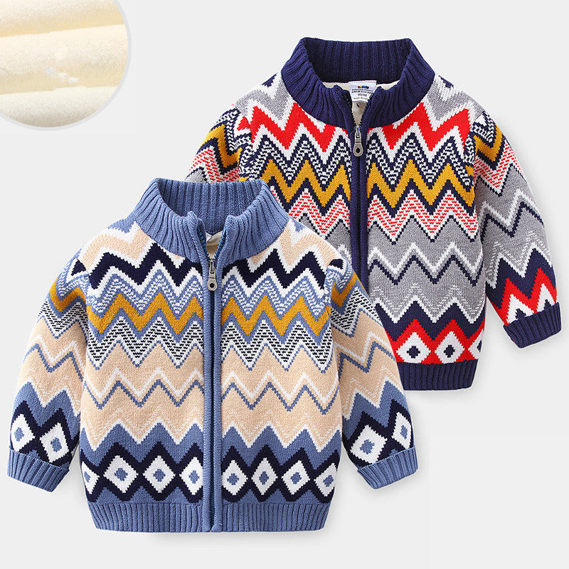 Baby Plus Velvet Zipper Sweater Cotton-padded Jacket Cotton-padded Jacket