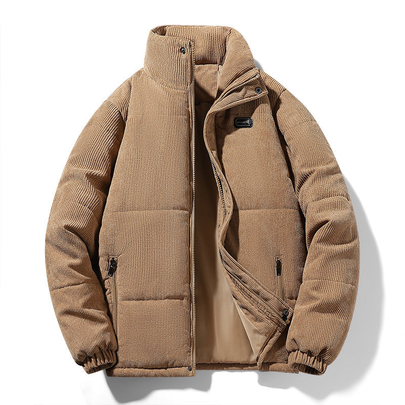 Corduroy Cotton-padded Jacket For Men Fleece-lined Warm And Breathable