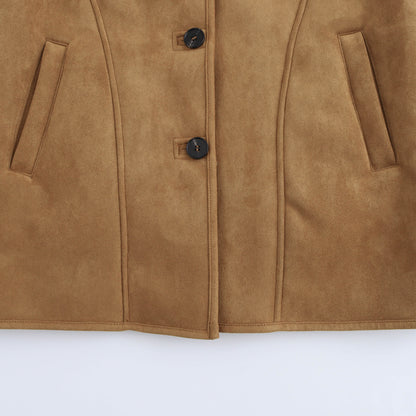 Women's European and American Style Double-Sided Half-Length Overcoat Jacket