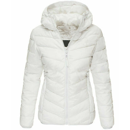 Jacket Pure Color Hooded Cotton Jacket Women Casual Warm